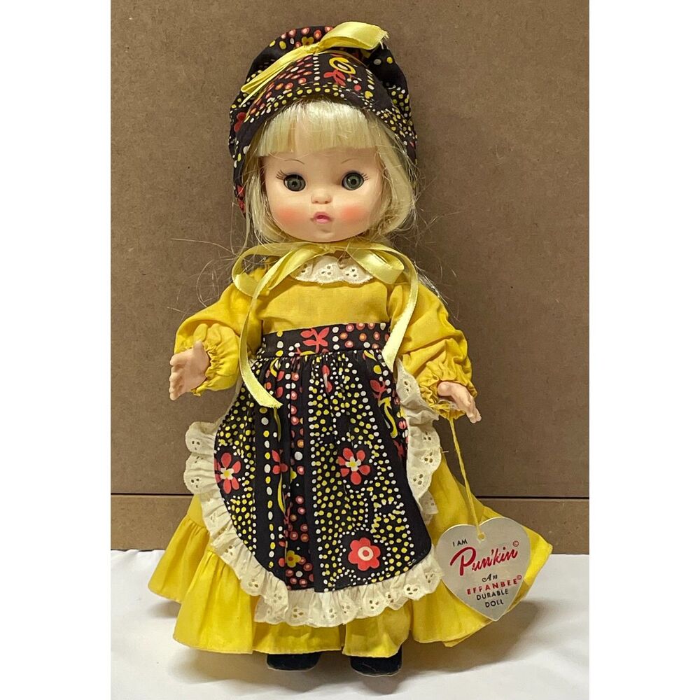 Vintage 1966 Effanbee Pun'kin 11" Doll Blonde Sleep Eyes Original Tag USA